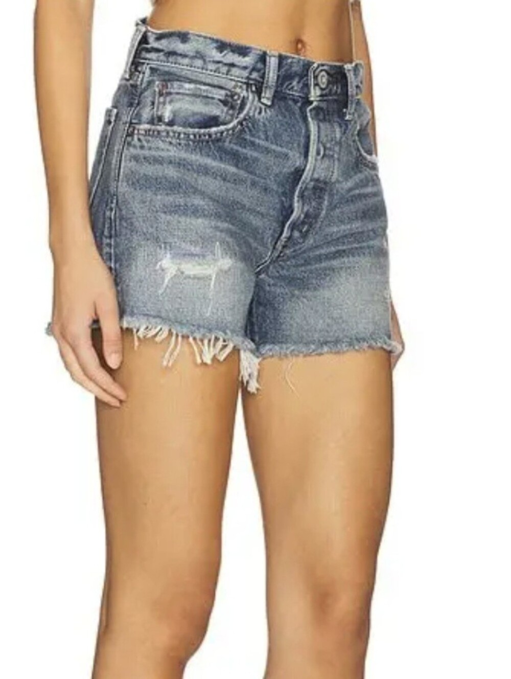 Moussy Vintage Jean Shorts Blue Distressed Cut Off Button Fly Size 26